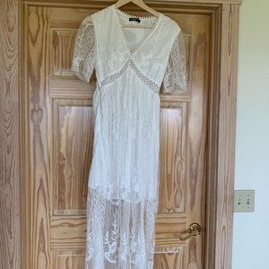 Boho White Lace Dress